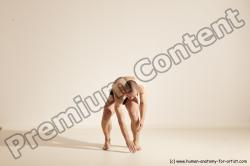 Underwear Gymnastic poses Man White Slim Bald Dancing Dynamic poses Academic